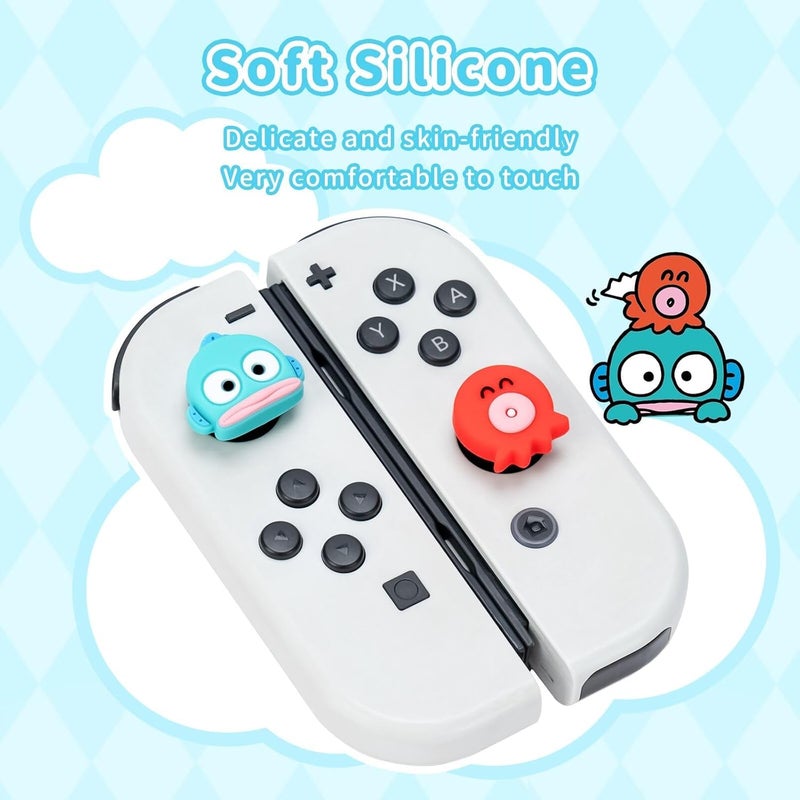 Kuitmor Cute Silicone Joystick Thumb Grip Caps,Joy Con Cover Compatible with Switch/OLED/Switch Lite,4PCS - Fish - Image 4